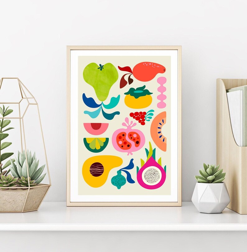 Fruit Art Prints Set Modern Fruit Wall Art Kitchen Print Etsy