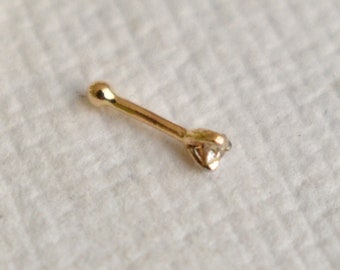 Genuine Diamond Nose Bone Stud, 14K 18K Solid Gold Multiple Size