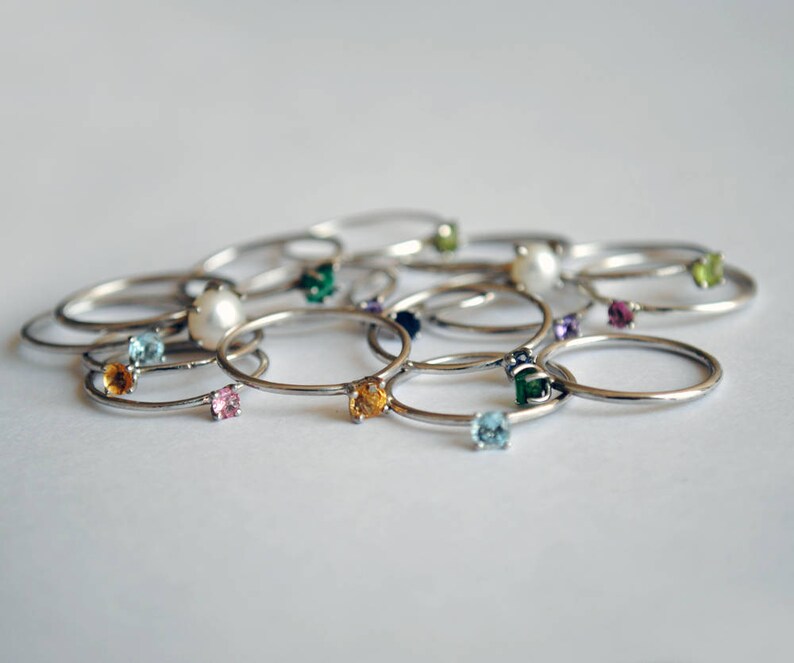Gemstone Stacking Rings Design Your Own Set Natural Gemstone Etsy