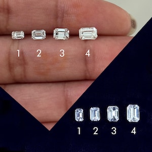 Natürlicher Smaragd Diamant Ohrstecker, 14k 18k Lünette Diamant Solitärohrring, Rechteckohrring für Männer, Unisex Piercing Bolzen, Unisex Nasenstift