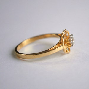 3.5mm Natural Diamond Celtic Flower Blossom Proposal Ring, 14k 18k Solid Gold Bridal Engagement Ring, Geometric Spirograph Valentine Ring image 6