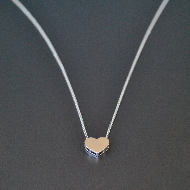 14K Solid Gold Tiny Herz Anhänger Halskette, jeden Tag kleiner Anhänger, Einfaches, Minimal Layering Valentinstag Geschenk Bild 9
