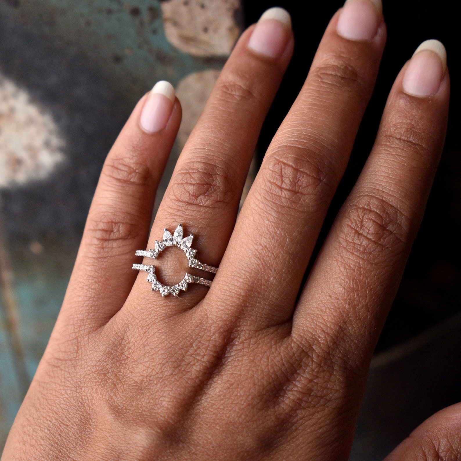 Diamond Ring Guard Enhancer for Oval Engagement Ring 14K Etsy