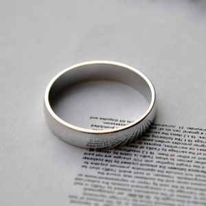 4mm Flat Fit Solid Gold Wedding Band, 14k Solid Gold Wedding Unisex Band, Comfort Fit Band with Slight Dome, Couple&#39;s Wedding Rings