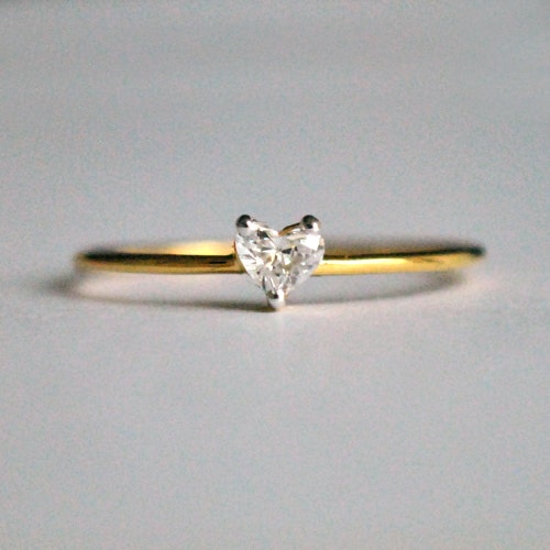 14k Yellow Gold Pear Diamond Engagement Ring in Bezel - Etsy