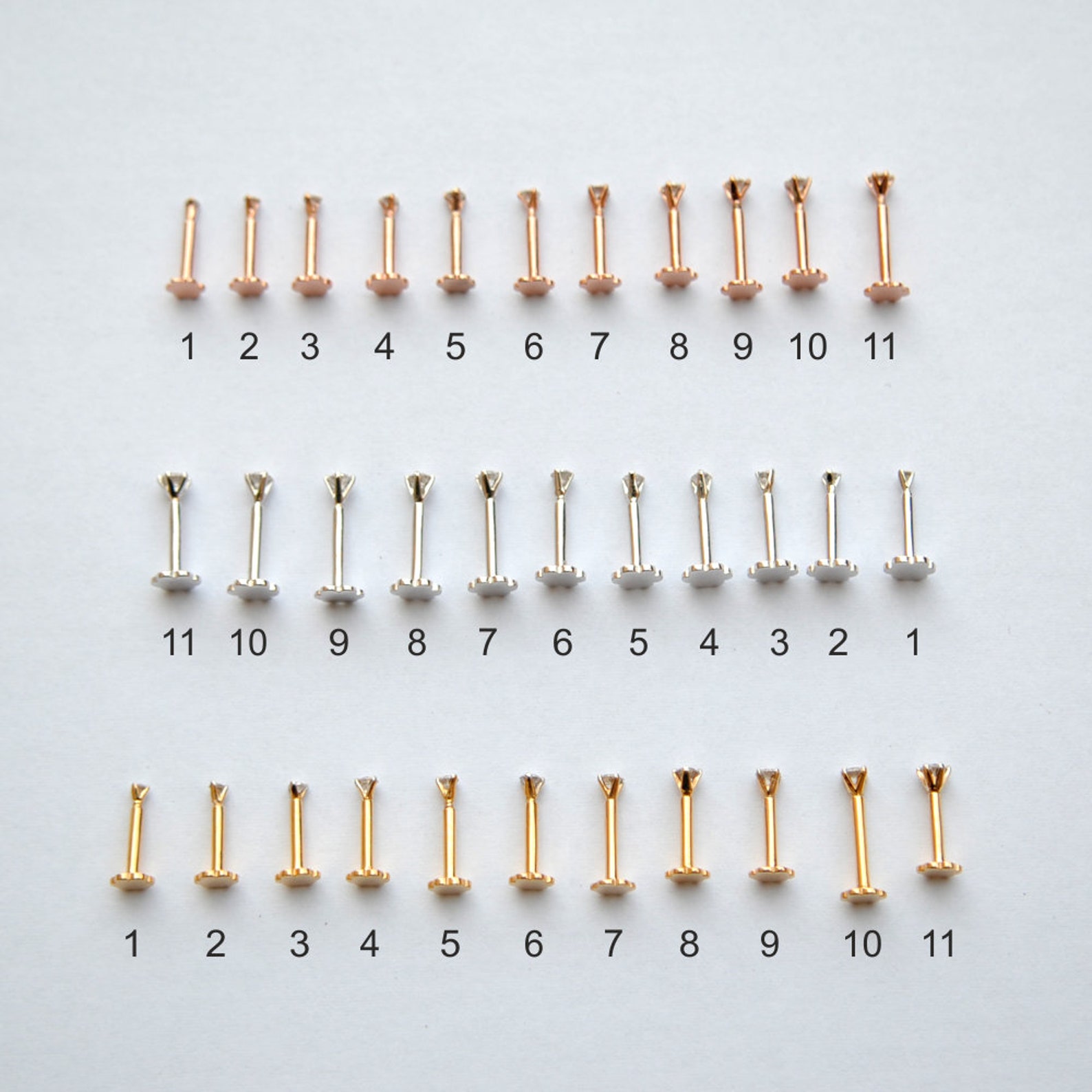 Genuine Diamond Stud 14K Gold Externally Threaded Flatback Etsy