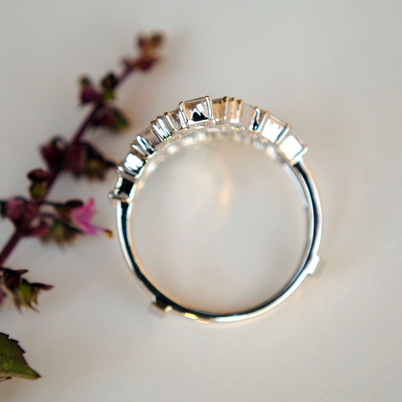 Baguette Diamond Ring Guard in 14K Solid Gold Anniversary Etsy