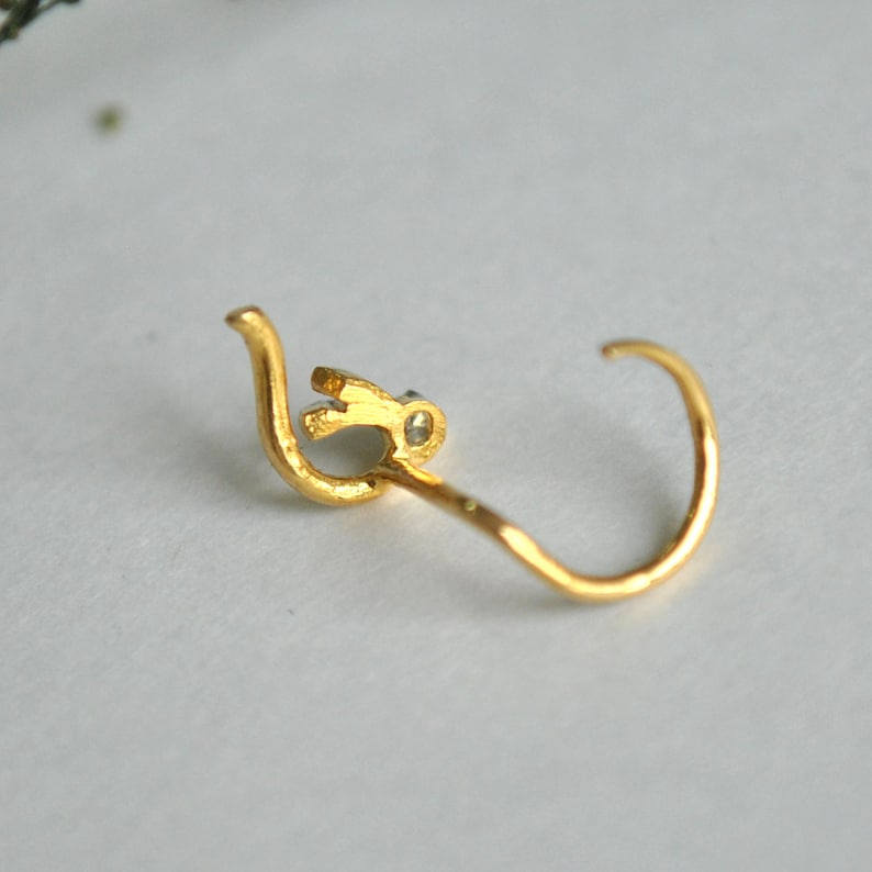 Small Diamond Nose Pin in 14K Solid Gold Designer Paisley Etsy Singapore