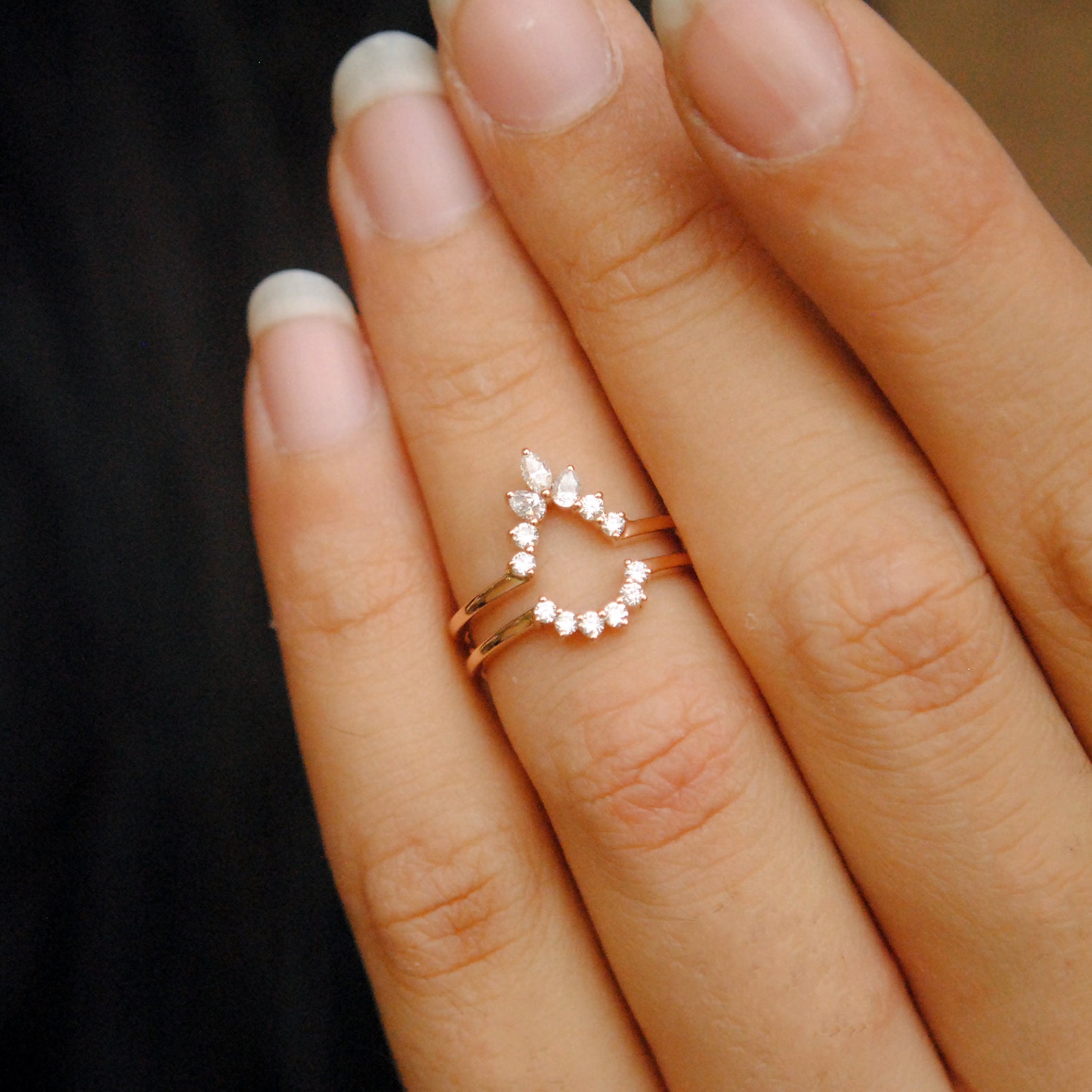 Pear Diamond Ring Guard. Engagement Ring Enhancer. 14K Gold Etsy