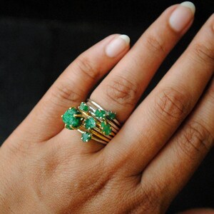 Rough Natural Emerald Gemstone Ring Crystal, Sterling Silver Stack Rings, May Birthstone Jewery, Bridesmaid gift image 5
