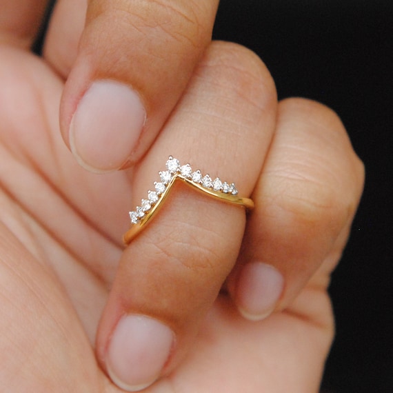 Diamond Chevron Tiara Ring 14k Gold Stack Wishbone Bridal Etsy Diamond Chevron Tiara Ring 14k Gold Stack Wishbone Bridal Etsy