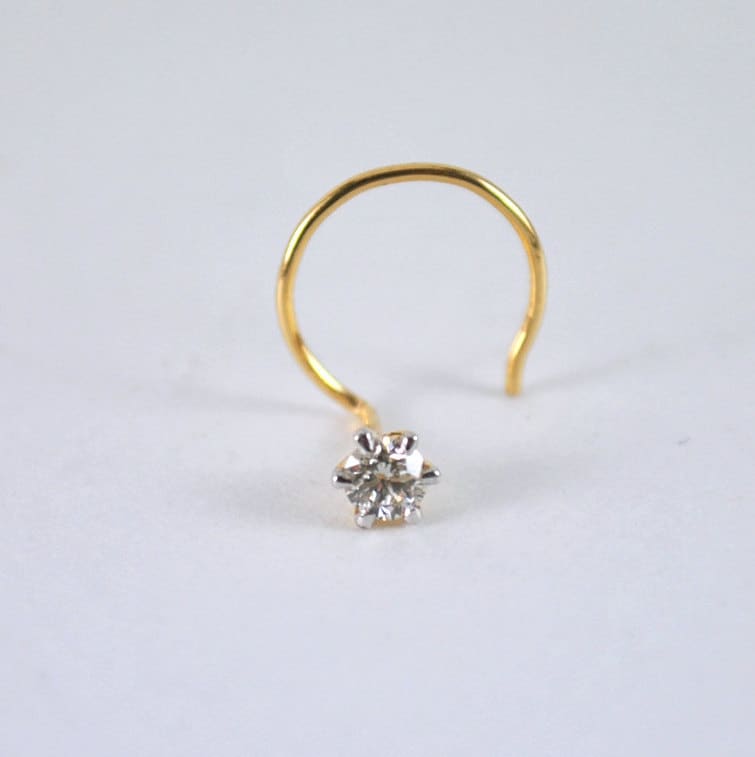 Solitaire Nose Stud. Diamond Nose Pin. 14K Gold Nose Piercing Nostril