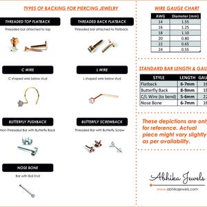 Pendiente de turquesa natural de 2 mm y 3 mm en oro de 14K y 18K, 16g, 18g, 20g. Joyería para piercings: lóbulo de la nariz, cartílago, labio, hélix plano, tragus. Piedra de nacimiento de diciembre (DDP). imagen 10