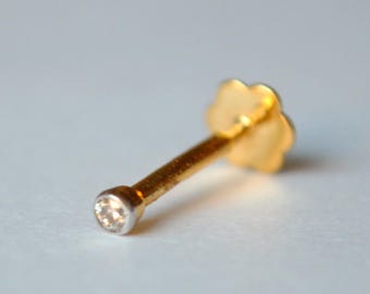 1.9mm Real Si Diamond Solitaire Lip Labret Nose Screw Piercing Pin Stud Ring 14k 1.9mm Real Si Diamond Solitaire Lip Labret Nose Screw Piercing Pin Stud Ring 14k