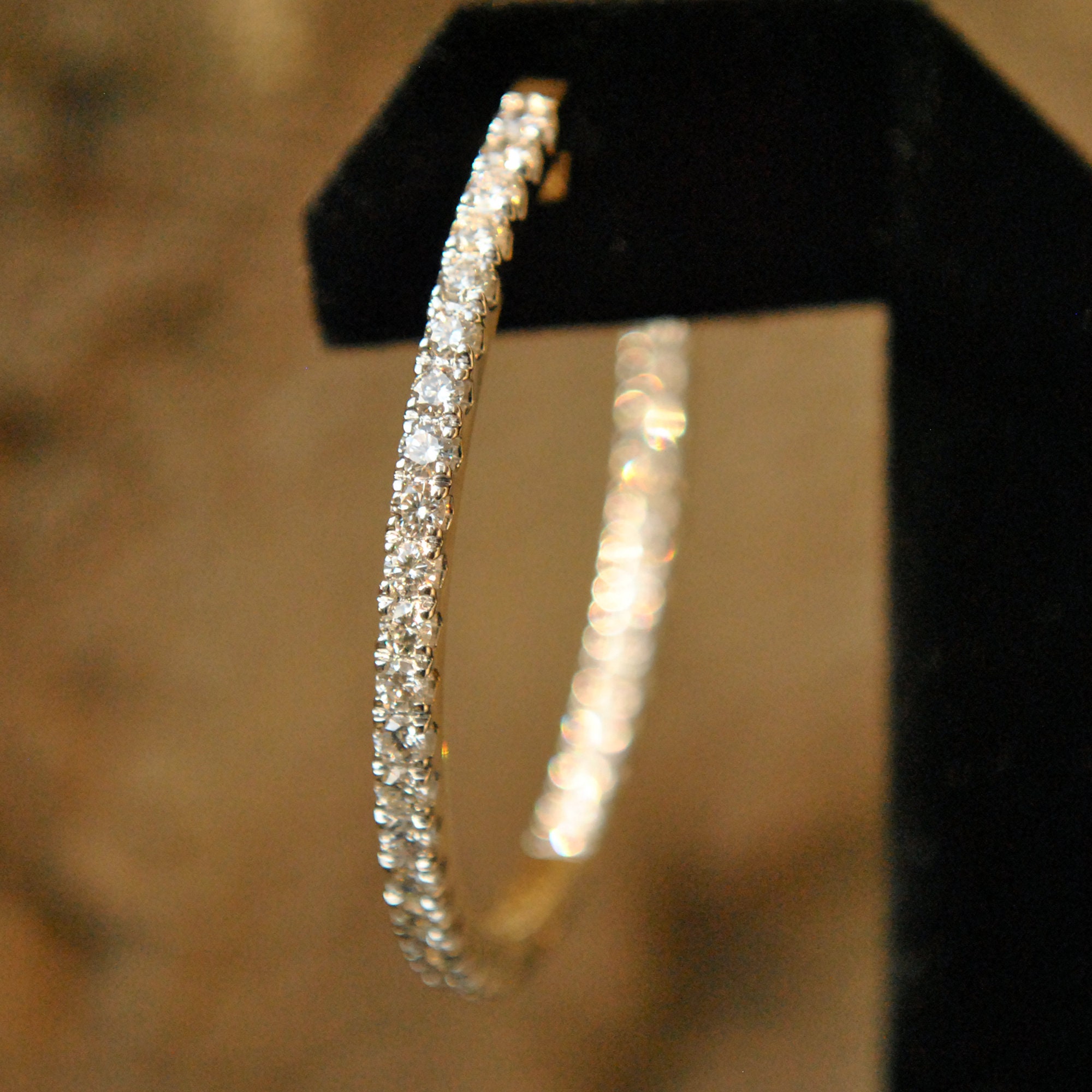 14K Yellow Gold 1.0 ct. Diamonds V Shape Inside Out Hoop Earrings -  EG776-1W4Y