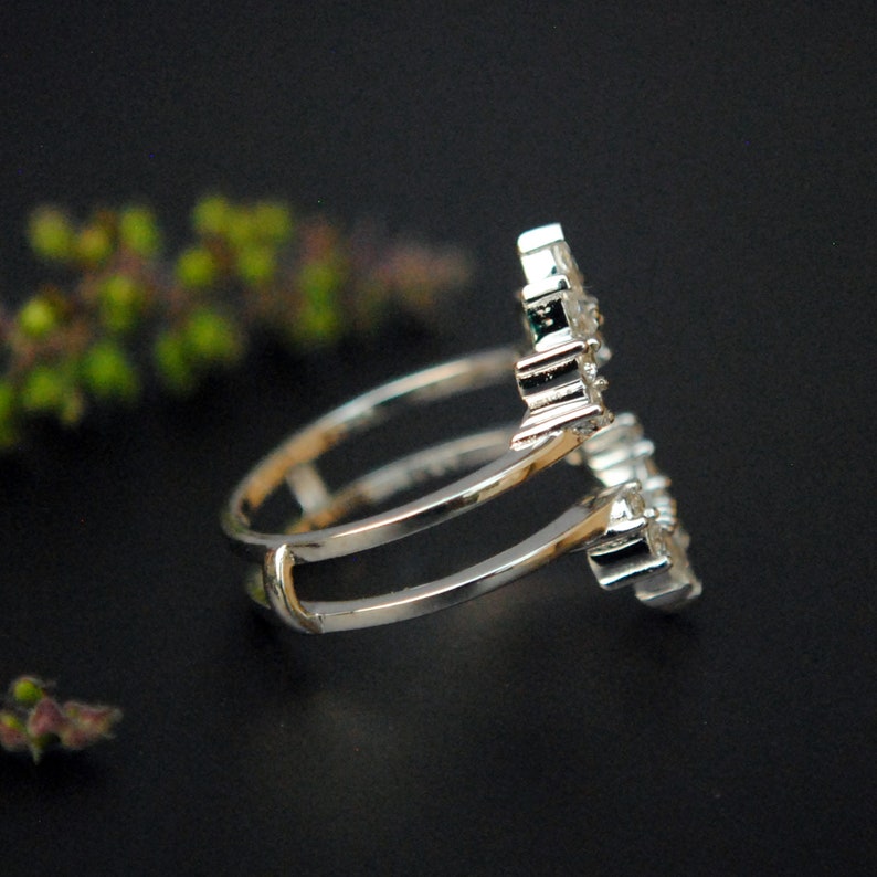 Diamond Ring Guard for Emerald Cut Engagement Ring 14K Solid Etsy