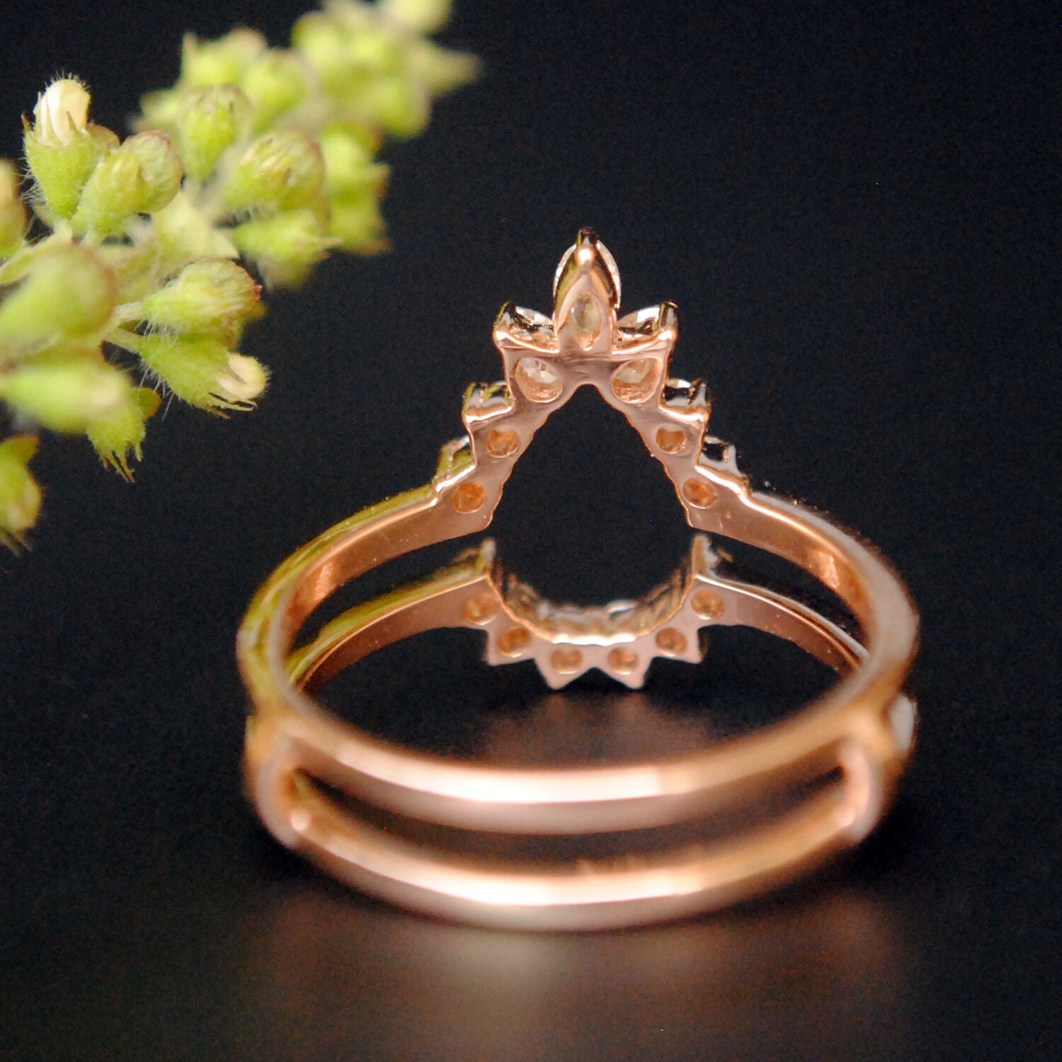 Pear Diamond Ring Guard. Engagement Ring Enhancer. 14K Gold Etsy