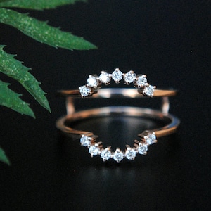 Halo Ring Enhancer for Cushion and Square Diamond, Diamond Ring Guard in 14K 18K Gold, Custom Anniversary Ring Guard