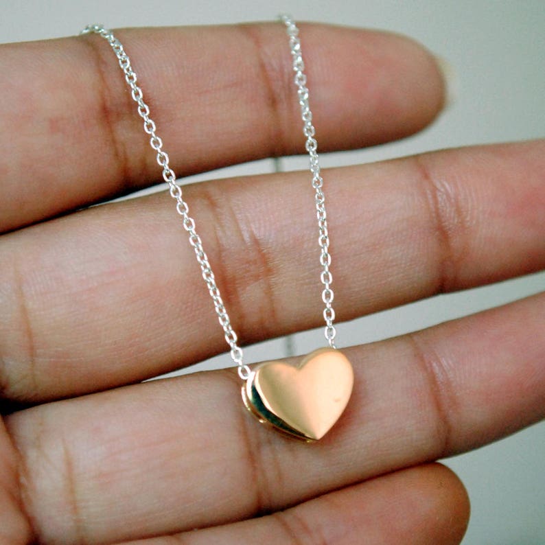 14K Solid Gold Tiny Herz Anhänger Halskette, jeden Tag kleiner Anhänger, Einfaches, Minimal Layering Valentinstag Geschenk Bild 7