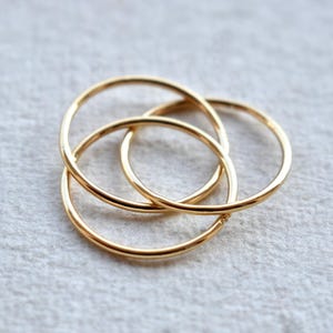 14k 18k Solid Gold Three Rolling Ring, 1mm Triple Interlocked Pave Diamond Ring, Fidget Band image 2