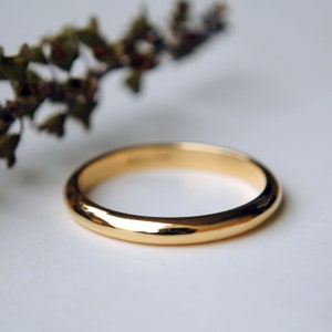 14k Solid Gold 3mm Half Dome Band, Medium Thickness Men Women Wedding Ring, Simple Plain Gold Unisex Stack Ring
