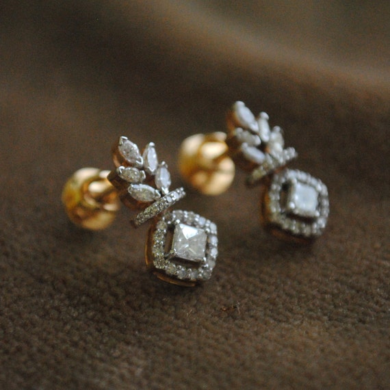 Princess Cut Diamond Statement Earrings Bridal Diamond Stud | Etsy Canada