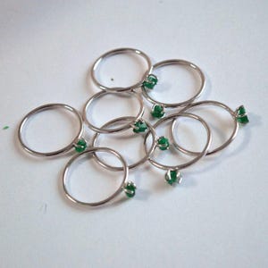 Rough Natural Emerald Gemstone Ring Crystal, Sterling Silver Stack Rings, May Birthstone Jewery, Bridesmaid gift image 7