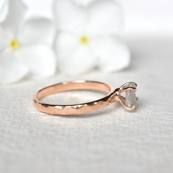 Rose gold raw diamond on sale ring