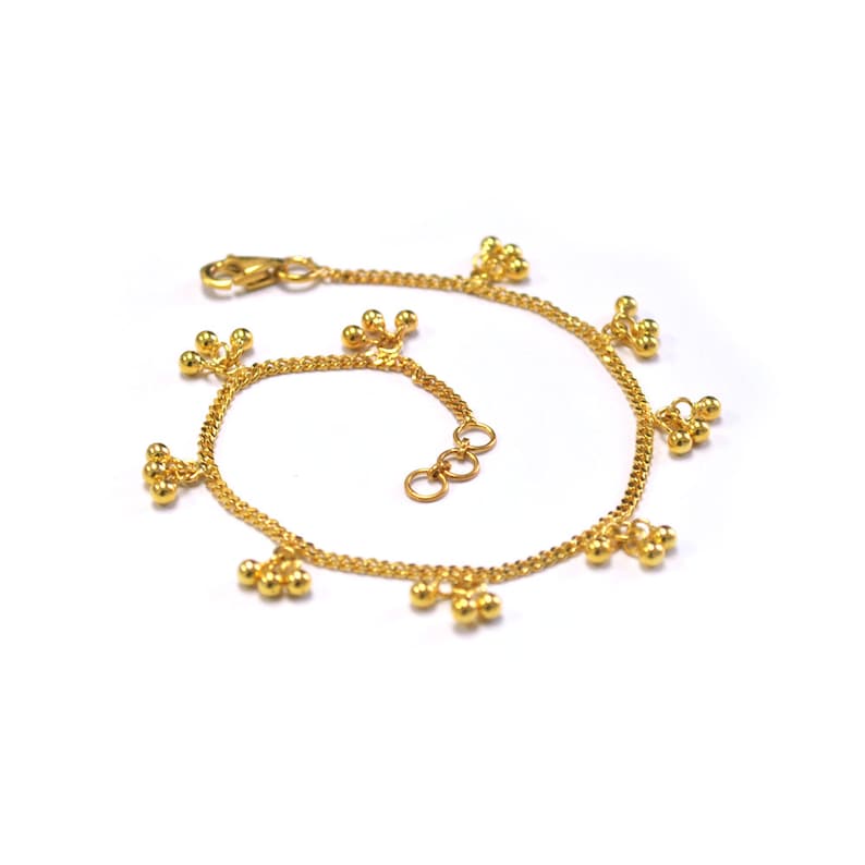 18K Solid Gold Anklet With Bells Indian Tribal Gold Bell Etsy