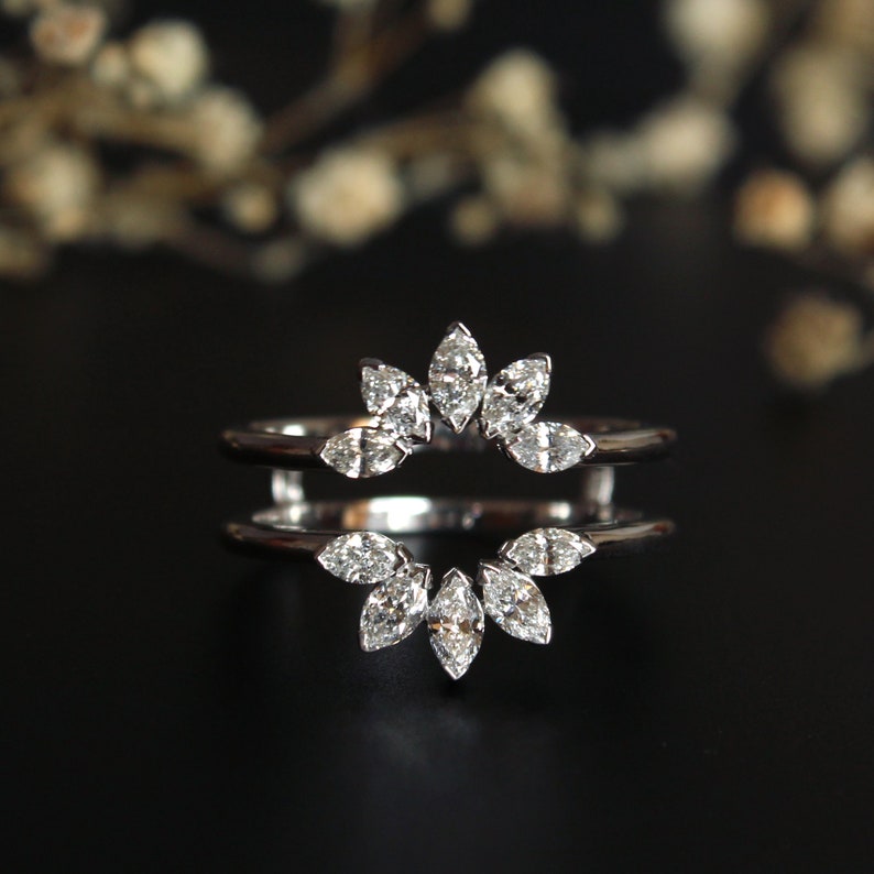 Marquise Diamond Halo Ring Enhancer for Round Engagement Ring Etsy