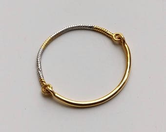 18K Gold Chain Ring, Gold Snake Chain and Band Ring, Simple Skinny Stacking, Midi Knuckle Ring