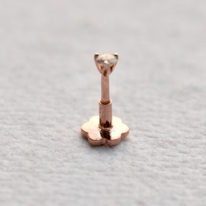 Perno plano con diamante genuino de 20 g en oro macizo de 14 quilates para piercing en la nariz, el lóbulo de la nariz, el cartílago, la hélice, el trago, el labio, labio medusa