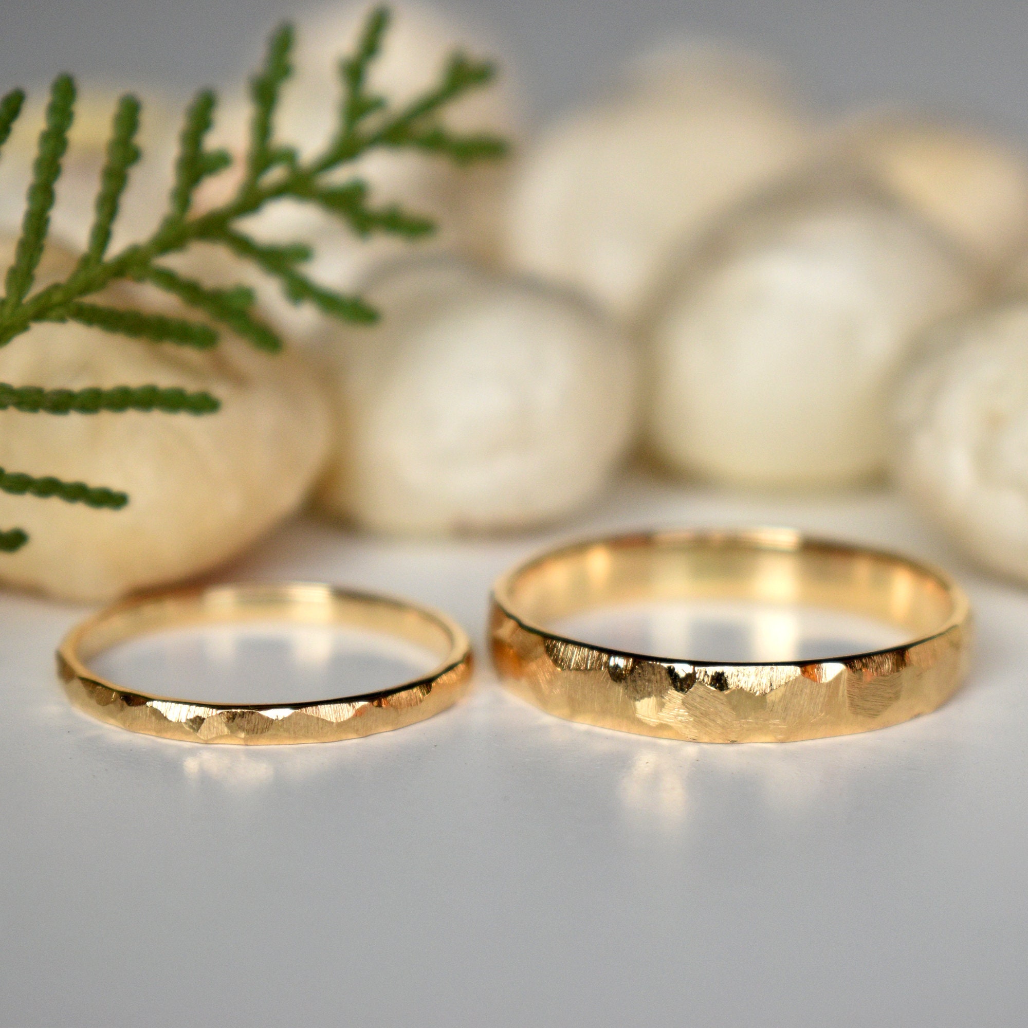 Buy Simple Gold Wedding Band Set. His and Hers Wedding Rings. Gold Wedding  Rings. Thin Wedding Bands. Couple Rings Set. 14k Gold Bands. Online in  India - Etsy