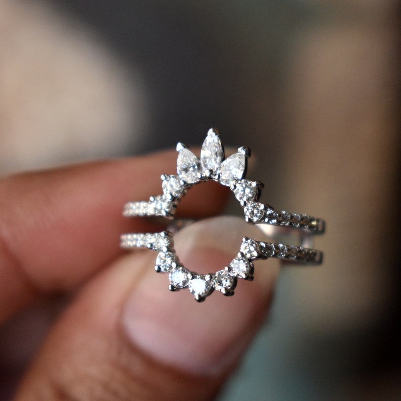 Diamond Ring Guard Enhancer for Oval Engagement Ring 14K Etsy