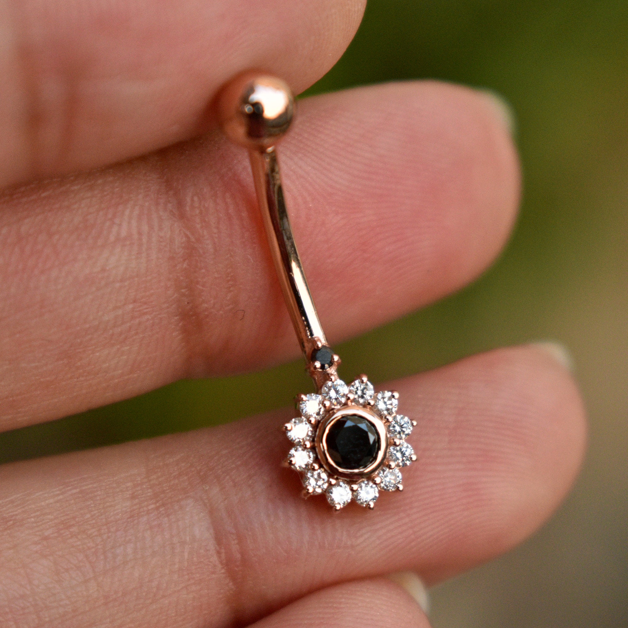 Black diamond belly button ring discount