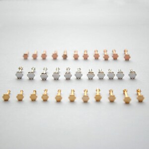14k massivt guld och naturlig diamant Labret-örhänge, invändigt gängad platt näsa, piercingsmycken bild 7