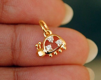 Tiny Ladybug Diamond Pendant Necklace in 14K Solid Gold, Ladybird Charm Cute Valentine's Gift