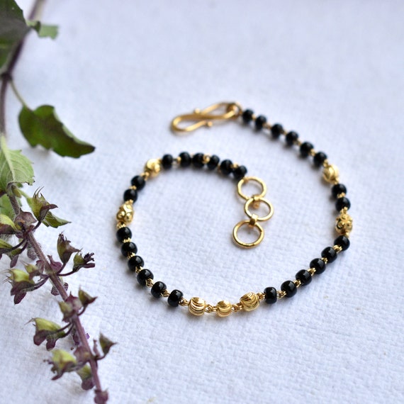 Black Beaded Evil Eye Indian Nazaria Bracelet By The Colourful Aura |  notonthehighstreet.com