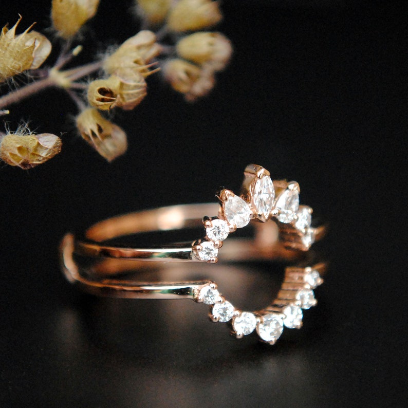 Diamond Ring Guard Enhancer. 14K Gold Marquise Pear Diamond Etsy