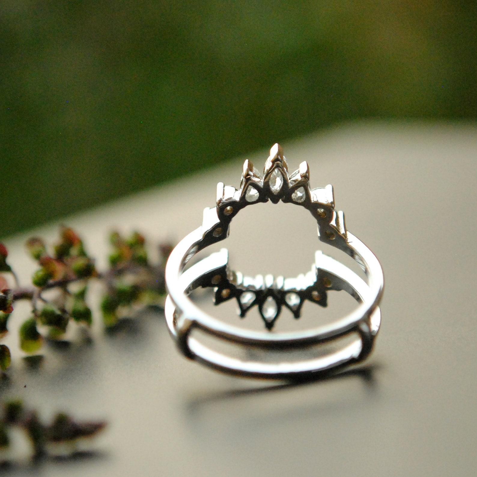 Diamond Ring Guard for Emerald Cut Engagement Ring 14K Solid Etsy