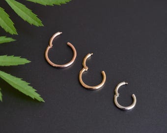 14k/18k Solid Gold Seamless Infinity Hoop, 16g Clicker, Nose Ear Body Piercing Jewelry