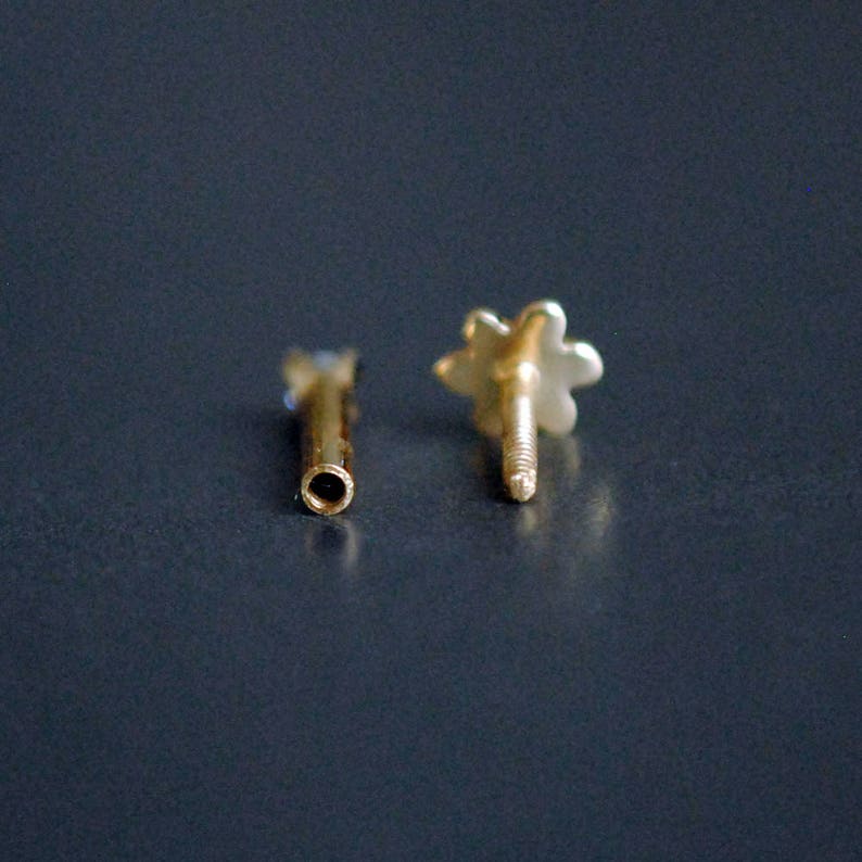 Internally Threaded Diamond Nose Stud. 14K Gold Flat Back Nose Etsy