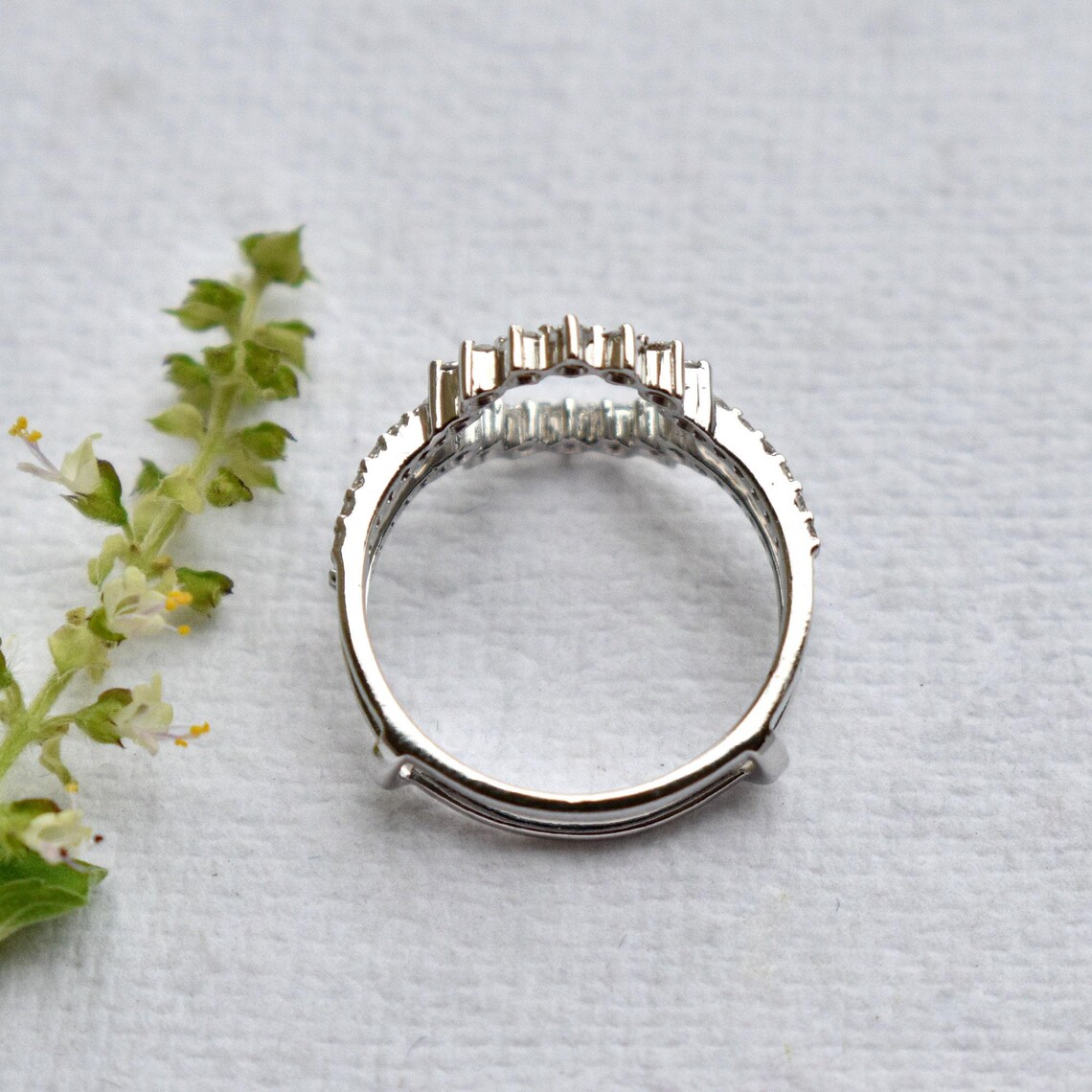 Diamond Ring Guard for Round Solitaire Ring With Studded Band in Solid ...