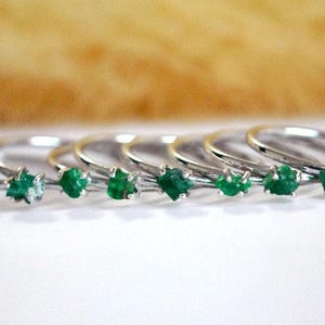 Rough Natural Emerald Gemstone Ring Crystal, Sterling Silver Stack Rings, May Birthstone Jewery, Bridesmaid gift image 6