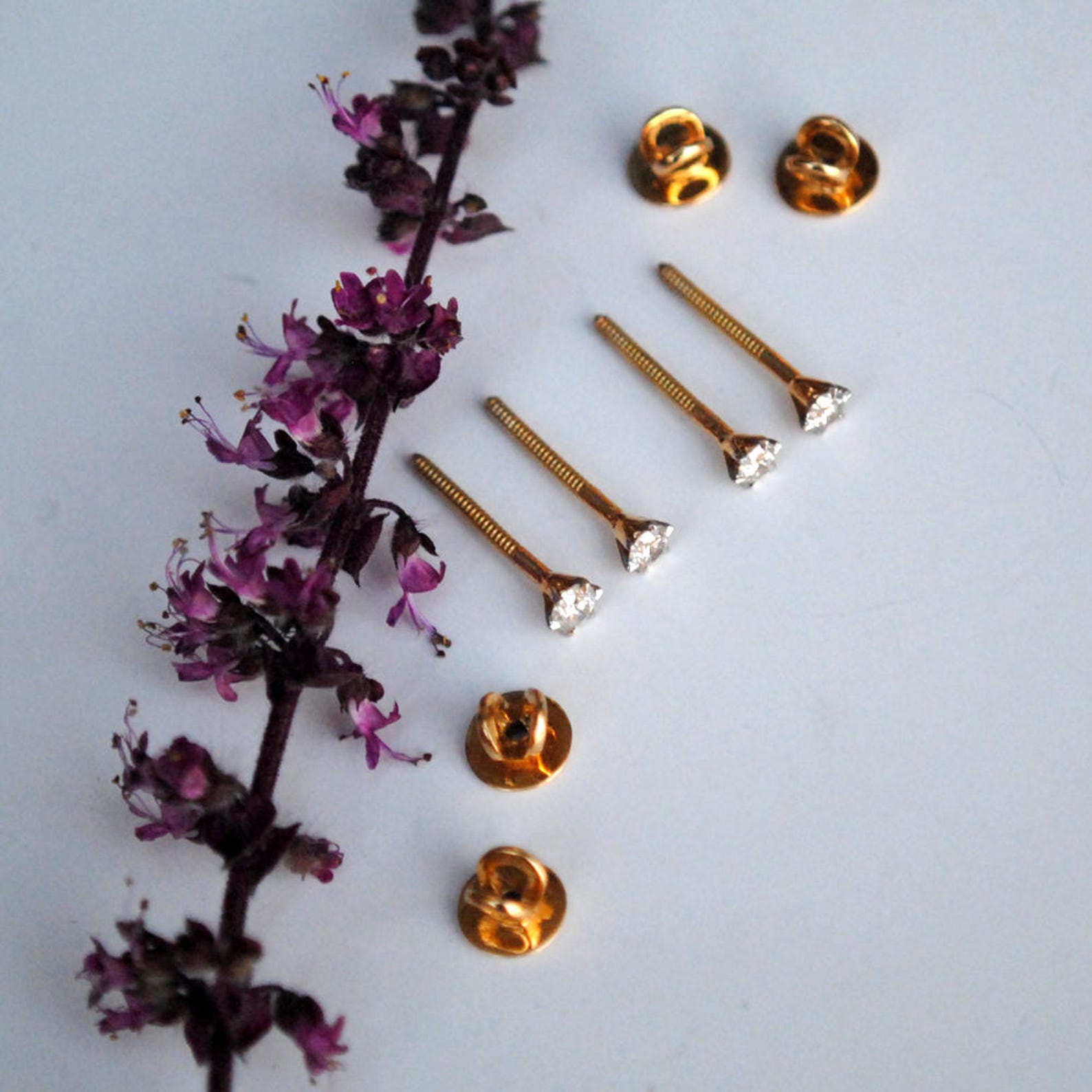 0.15ct Diamond Screw Back Studs in 14k Yellow Gold Ready to Etsy