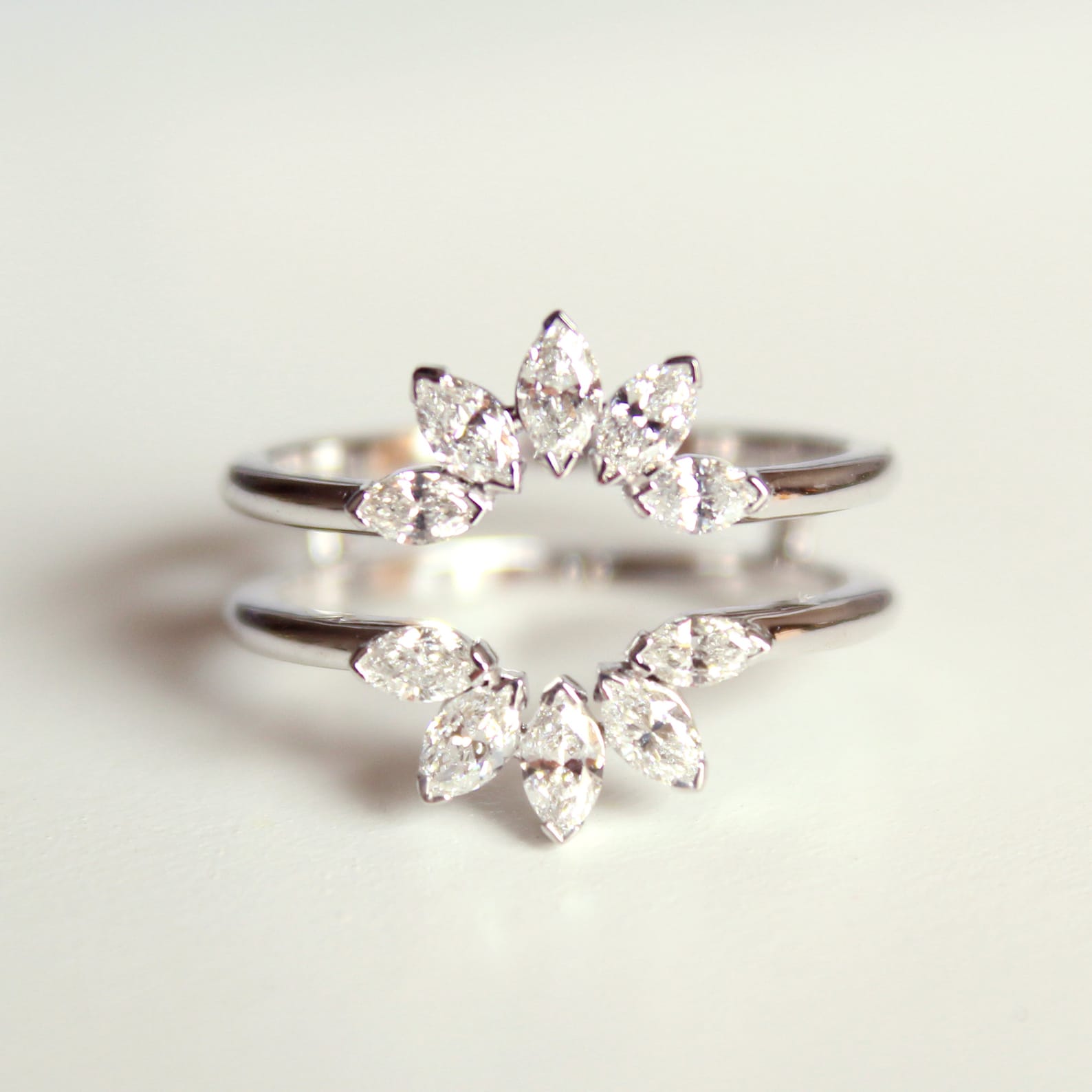 Marquise Diamond Halo Ring Enhancer for Round Engagement Ring Etsy