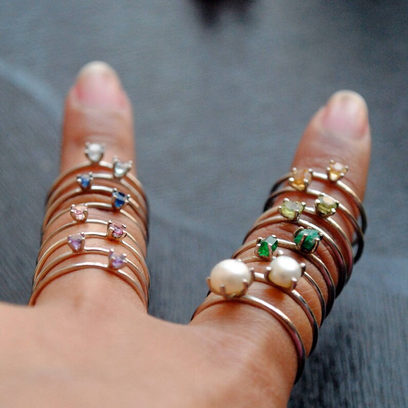 Gemstone Stacking Rings Design Your Own Set Natural Gemstone Etsy