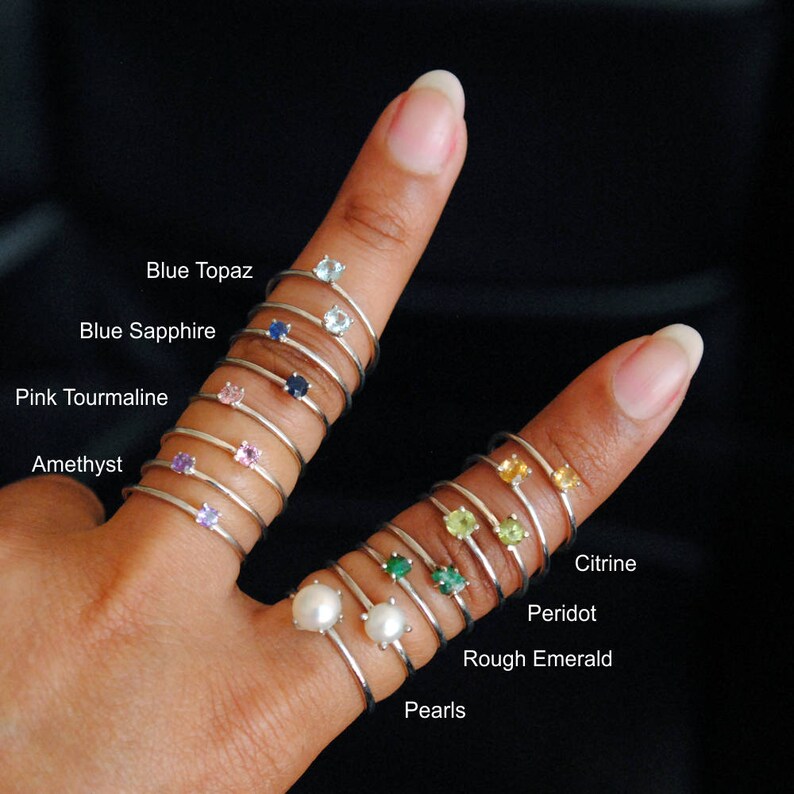 Gemstone Stacking Rings Design Your Own Set Natural Gemstone Etsy