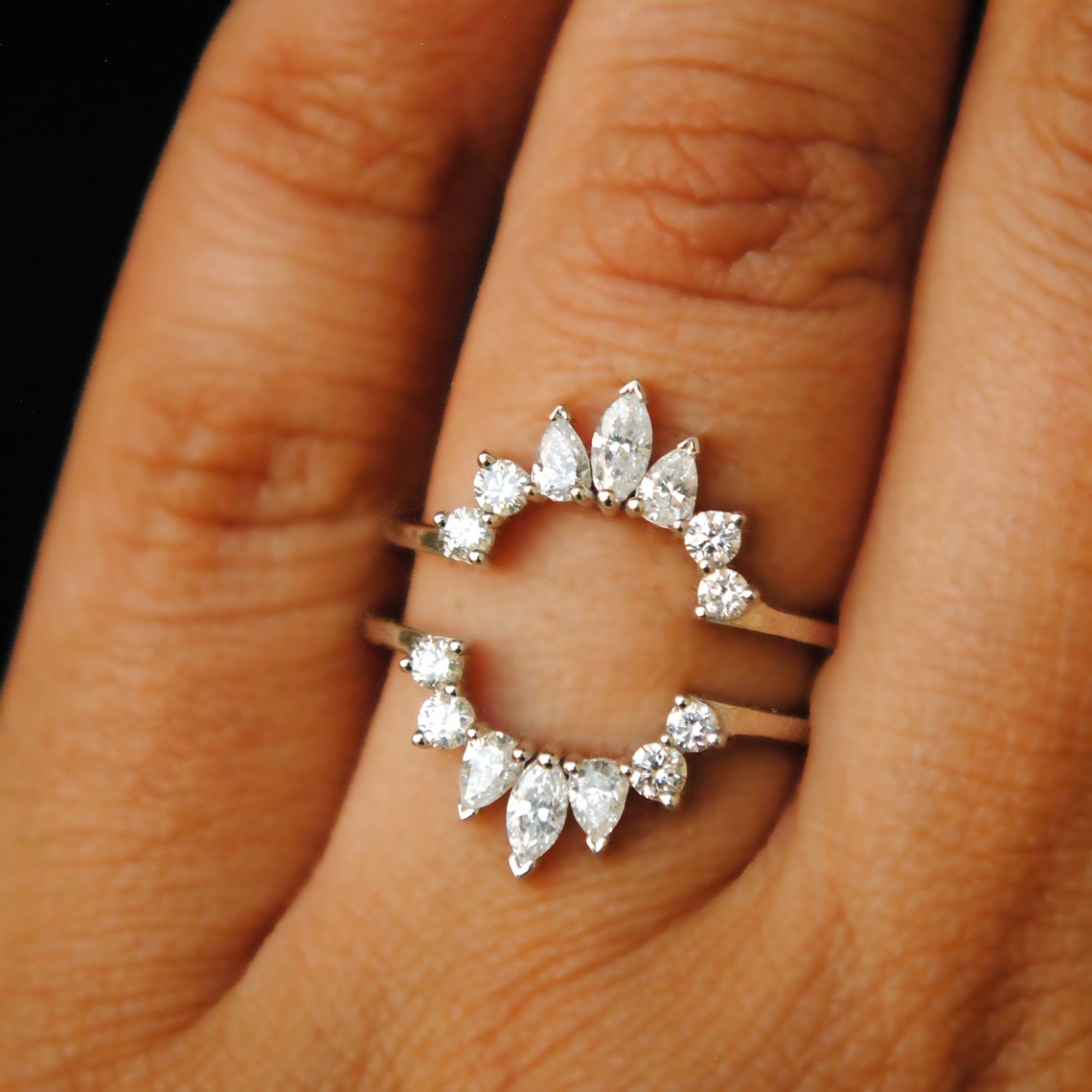 Diamond Ring Guard for Emerald Cut Engagement Ring 14K Solid Etsy