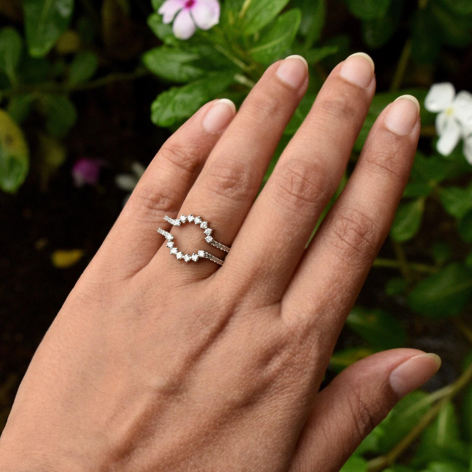 Diamond Ring Guard for Round Solitaire Ring With Studded Band in Solid ...